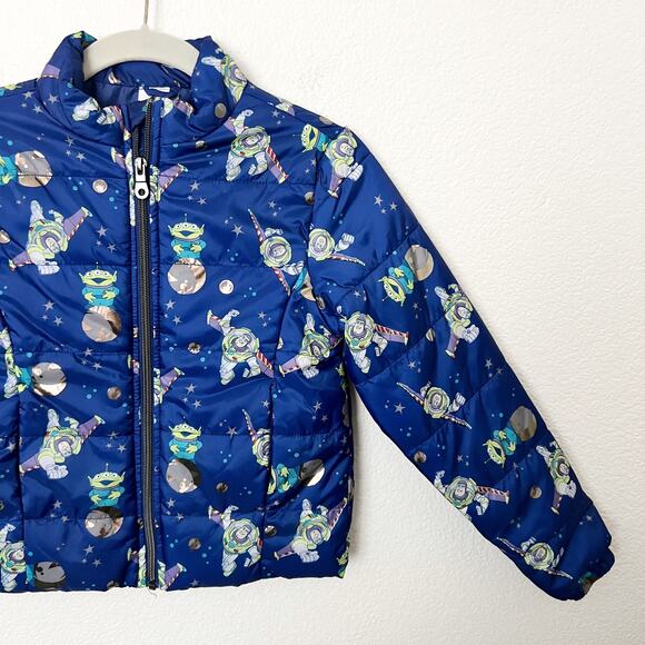 [Disney] Toy Story Buzz Lightyear Lightweight Puffer Jacket Space Aliens Sz 7-8 - Picture 7 of 12